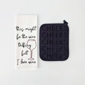 TARGET | 2pk Pot Holder & Dish Towel Wine Talking - Bullseye’s Playground NWT